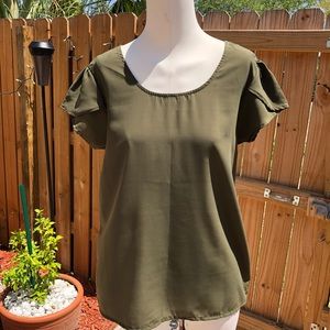 Military Green short sleeve blouse